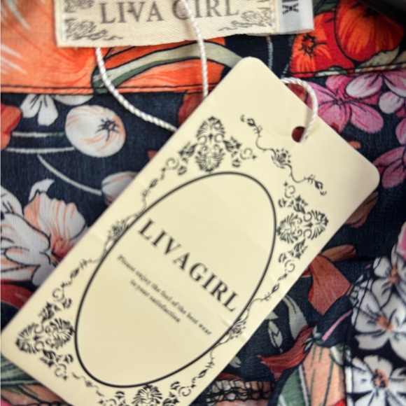 Floral Women's Blouse in Vibrant Pink and Orange - Picture 4 of 5